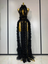 Black Mesh Sequins Sexy  Halter See Through Dress 2025 Evening Party Prom Nightclub Singer Performance Costume Stage Wear